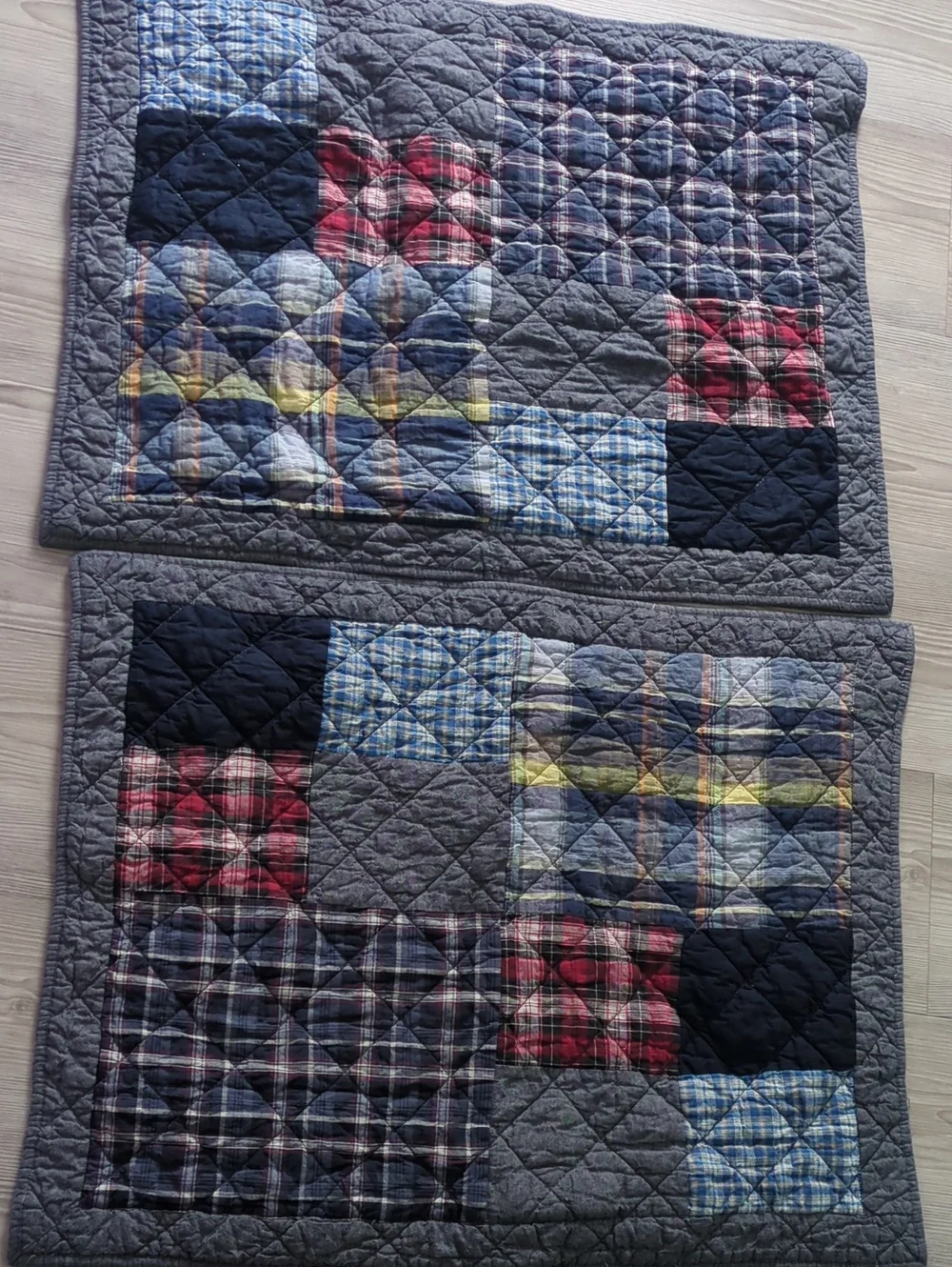 Cremeux Patchwork Quilted Pillow Shams Set Plaid Cotton 20x26 Farmhouse Blaine